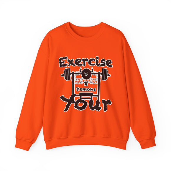 Phly Embassy Unisex Heavy Blend Crewneck Sweatshirt - 'Exercise Your Demons' Design