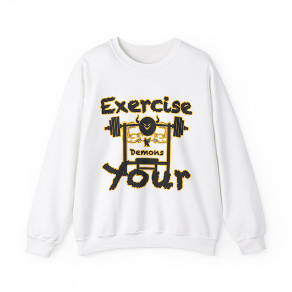 Phly Embassy Unisex Heavy Blend Crewneck Sweatshirt - 'Exercise Your Demons' Design