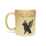 Phly Embassy Royal Griffin Metallic Mug -  Ceramic Coffee Cup with Crown Design for Coffee Lovers