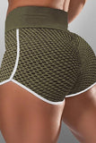 High Waist Honeycomb Contrast Stripes Butt Lifting Yoga Shorts