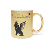 Phly Embassy Royal Griffin Metallic Mug -  Ceramic Coffee Cup with Crown Design for Coffee Lovers