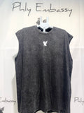 Distressed Round Neck Sleeveless T-Shirt