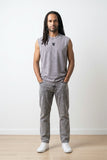 Distressed Round Neck Sleeveless T-Shirt