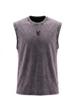 Distressed Round Neck Sleeveless T-Shirt