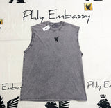 Distressed Round Neck Sleeveless T-Shirt