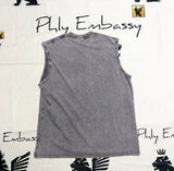 Distressed Round Neck Sleeveless T-Shirt