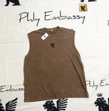 Distressed Round Neck Sleeveless T-Shirt