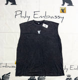 Distressed Round Neck Sleeveless T-Shirt