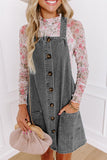 Wide Strap Button Front Pocketed Denim Mini Dress