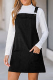 Solid Front Pockets Sleeveless Corduroy Overall Dress