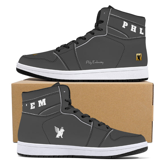 Phly Embassy-D16 High-Top Synthetic Leather Sneakers - Black/Gry