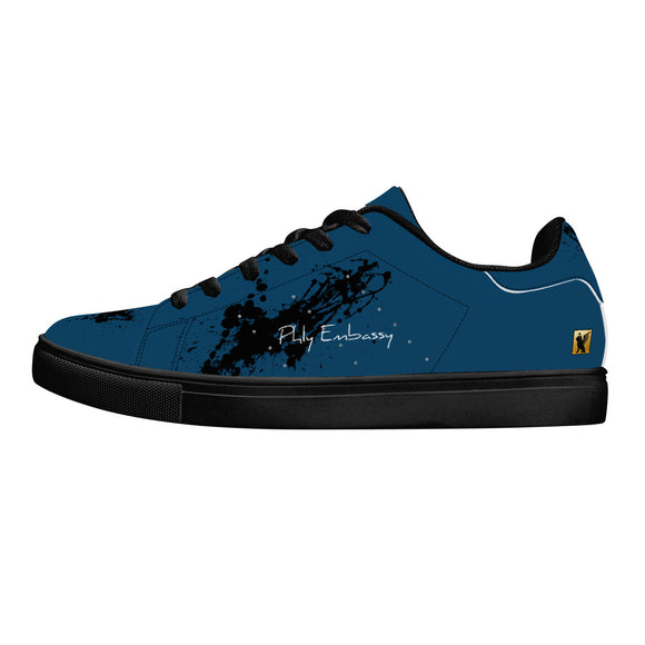 GRND Low-Top Synthetic Leather Sneakers -Blu Black