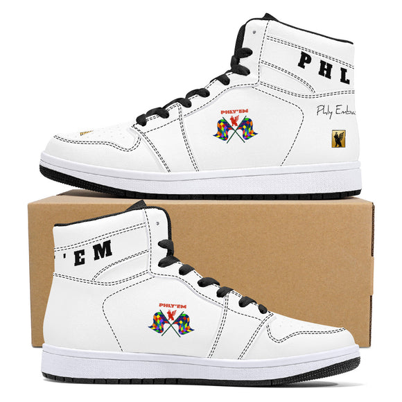 Phly Embassy-D16 High-Top Synthetic Leather Sneakers - Black/Wht